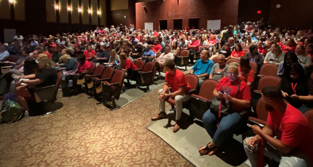 Opening day staff in auditorium