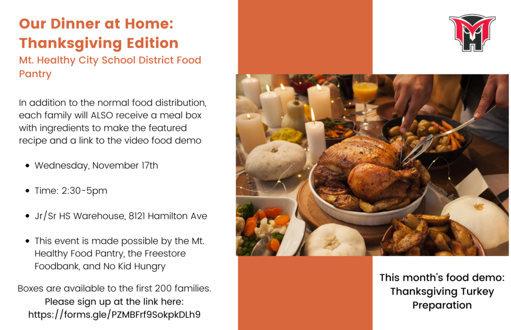 Dinner at home graphic Food distribution 11/17 see text