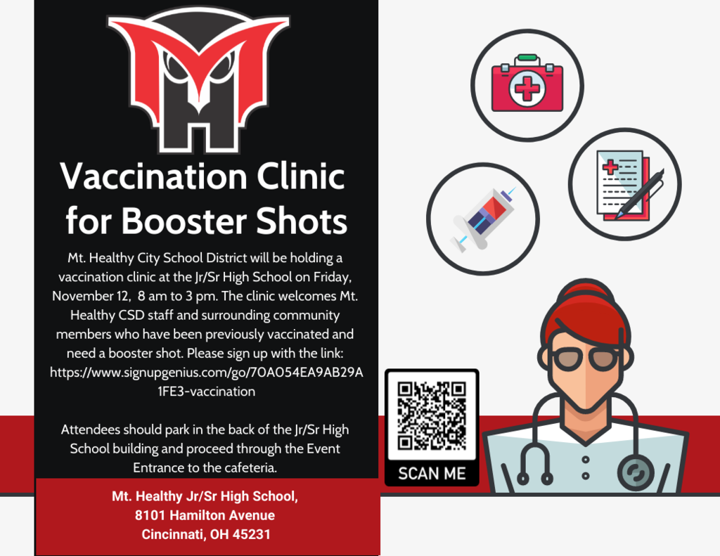 vaccination clinic graphic for booster shots on 11-12. see attached information. 