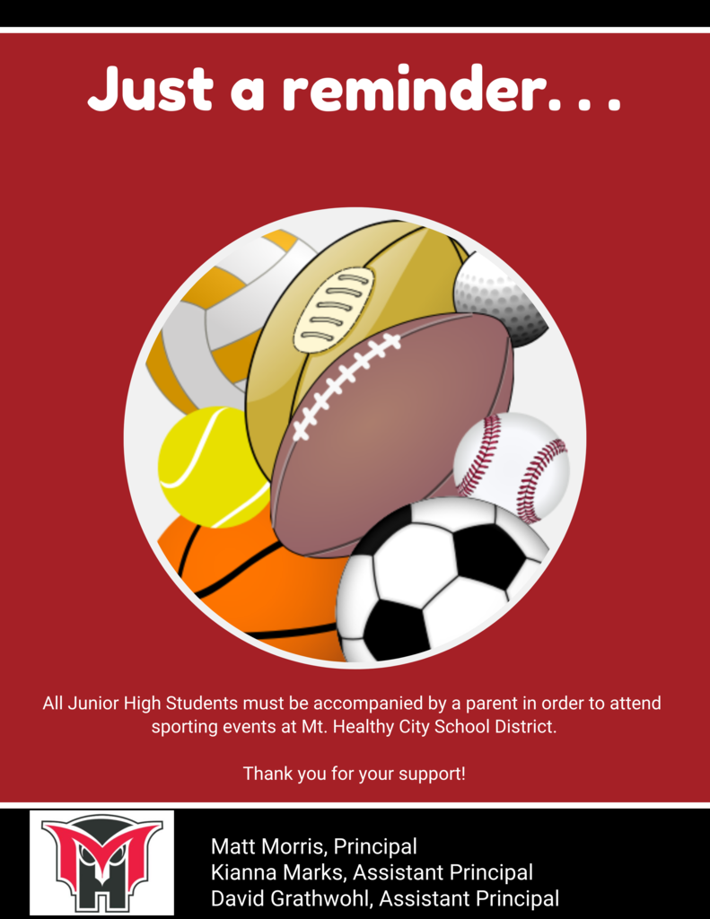 JH parent reminder to accompany students to sports